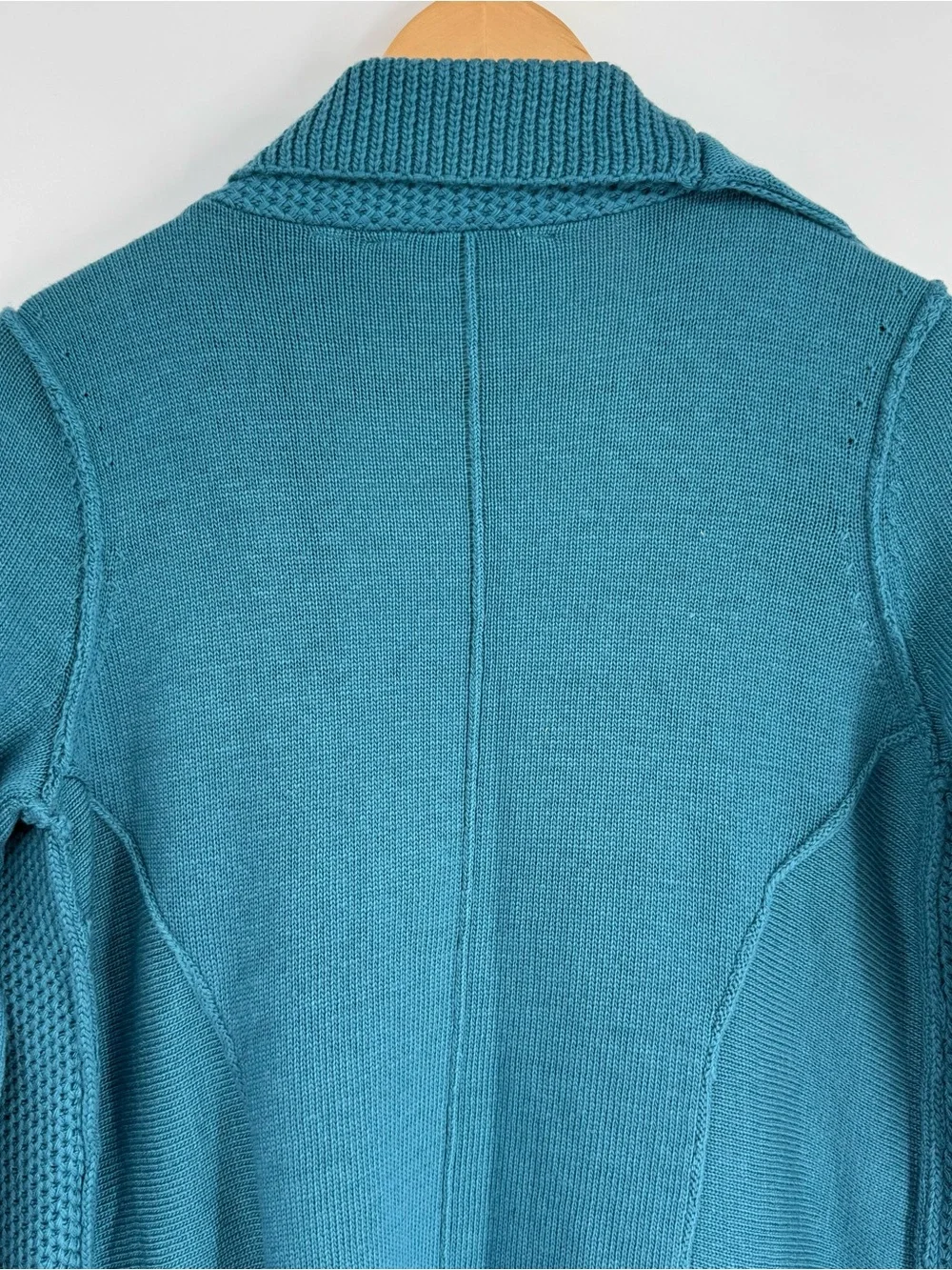 Soft Surroundings NWT Drape Open Front Cardigan Sweater Ruffle Teal Size XS